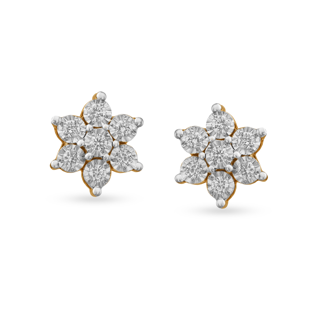 Serene Gold and Diamond Seven Stone Stud Earrings,,hi-res image number null