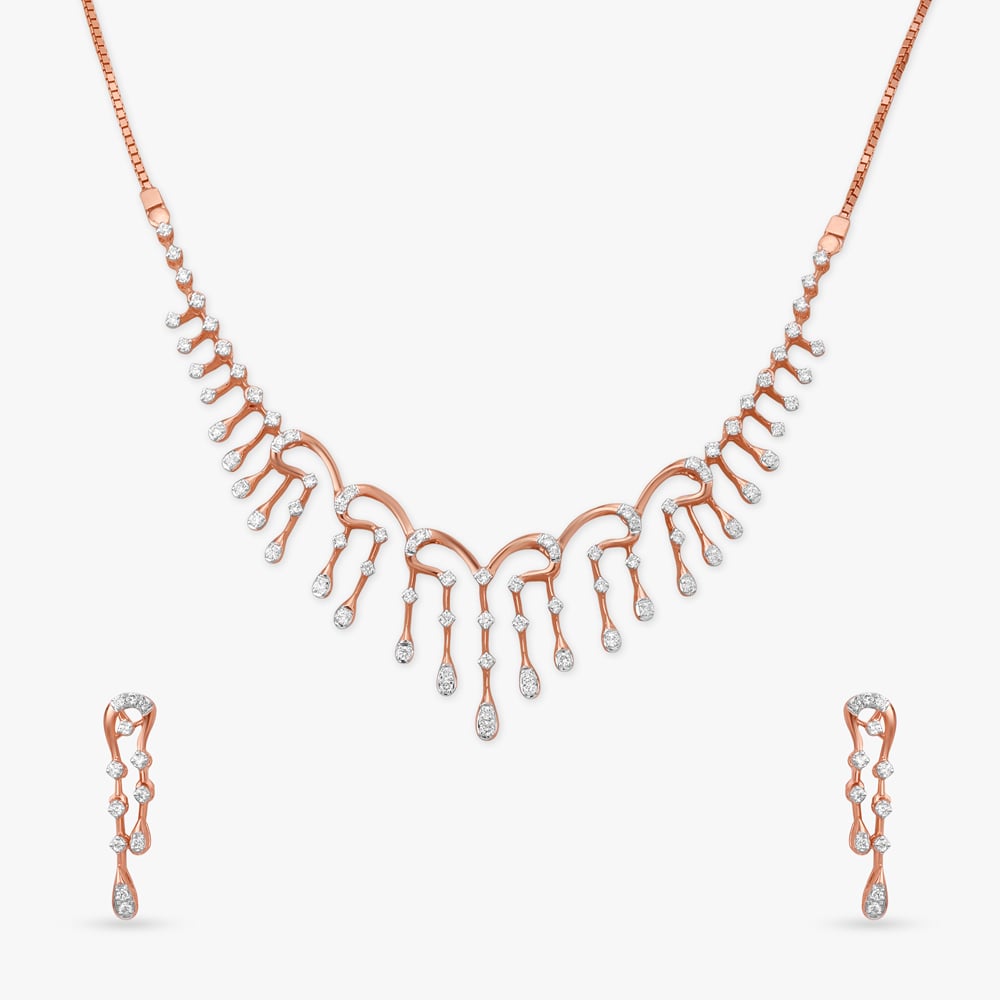 Radiant Cascade Diamond Necklace Set,,hi-res image number null