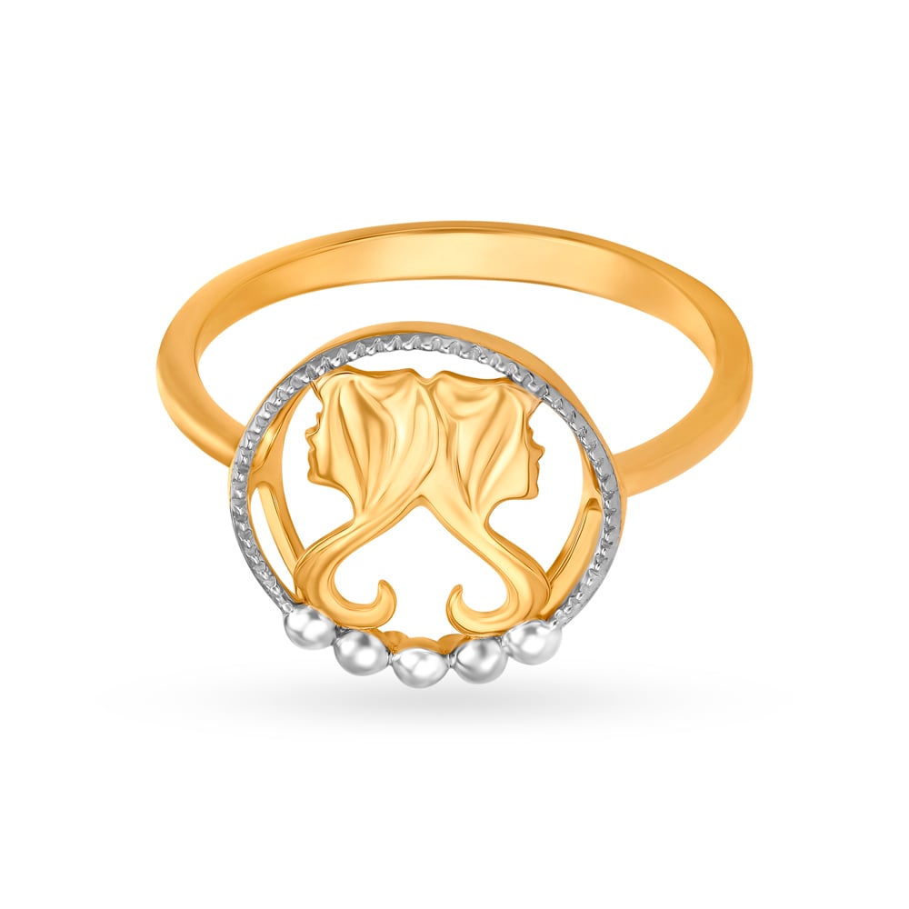 Gemini Zodiac Gold Finger Ring,,hi-res image number null