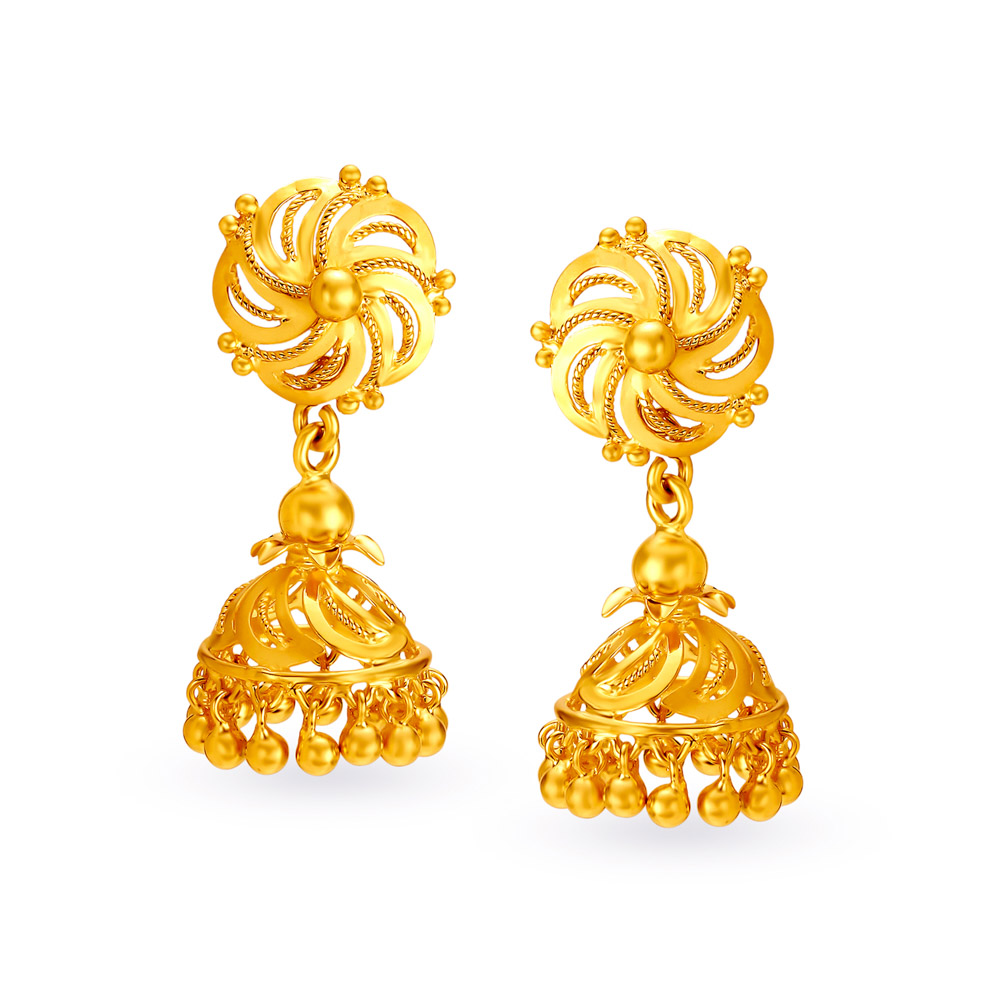 Enticing Gold Jhumki Earrings,,hi-res image number null