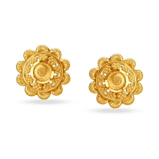 Rawa Work Floral Gold Studs,,hi-res image number null