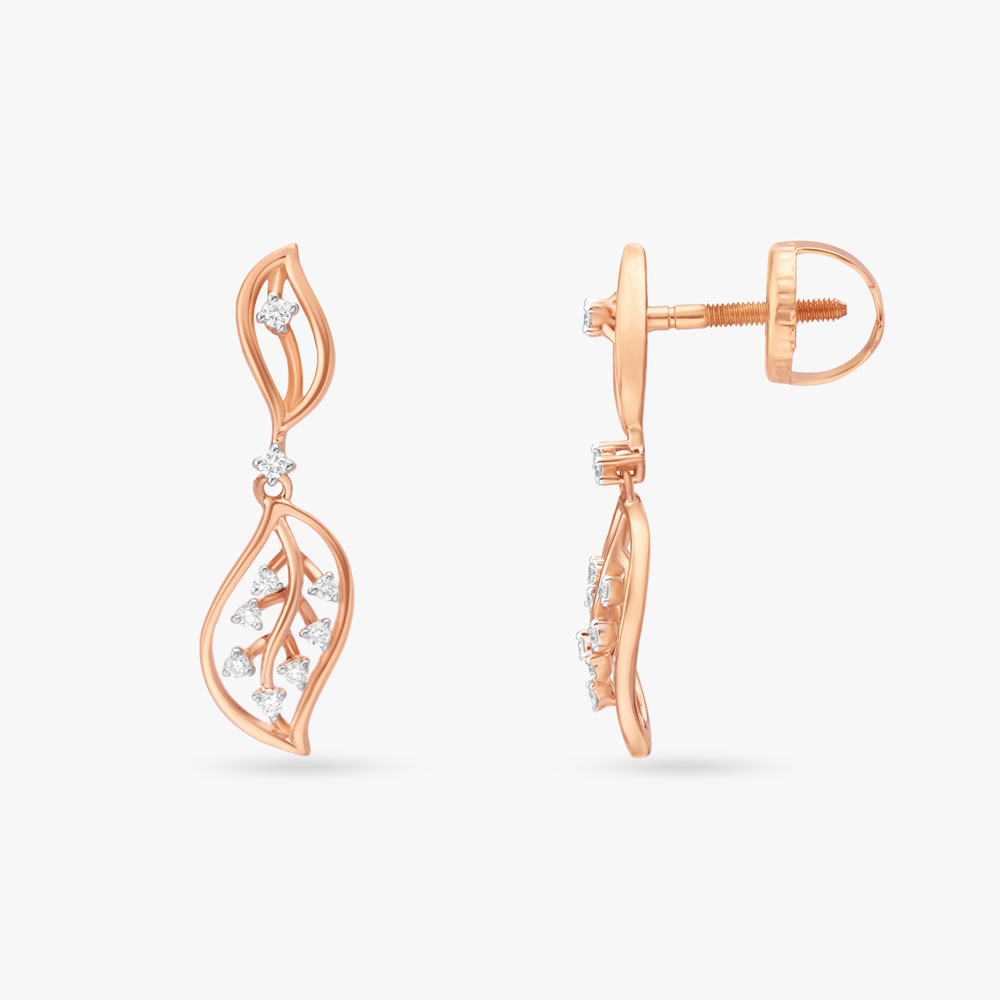 Leafy Diamond Drop Earrings,,hi-res image number null