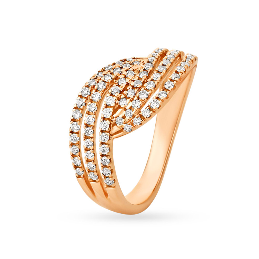 Gorgeous Ribbon Inspired Rose Gold and Diamond Ring