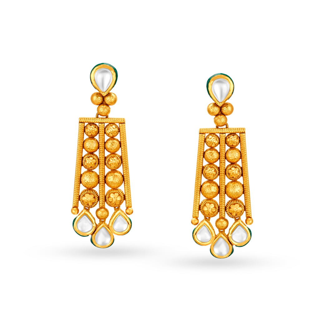 Delectable 22 Karat Yellow Gold And Stone Earrings,,hi-res image number null