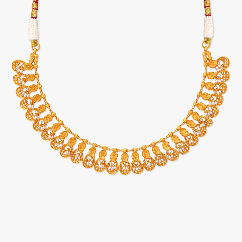 Luminous Paisley Trellis Gold Necklace Set,,hi-res image number null