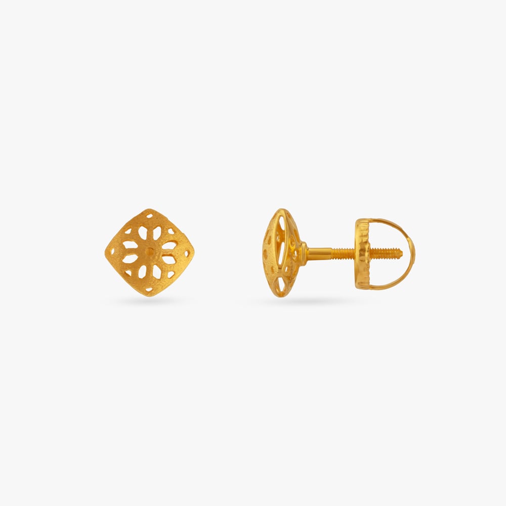 Sacred Petal Gold Stud Earrings,,hi-res image number null