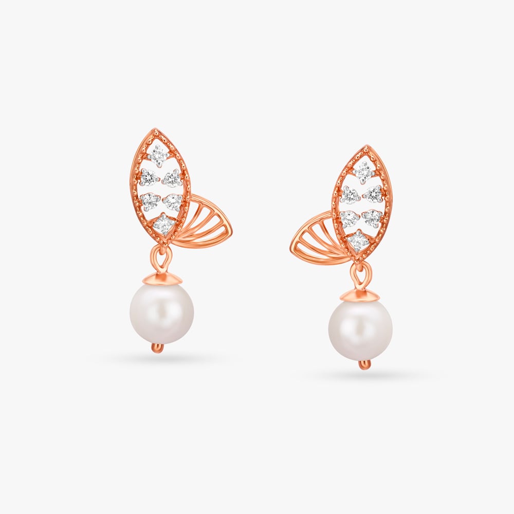 Fluttering Charm Diamond and Pearl Drop Earrings,,hi-res image number null