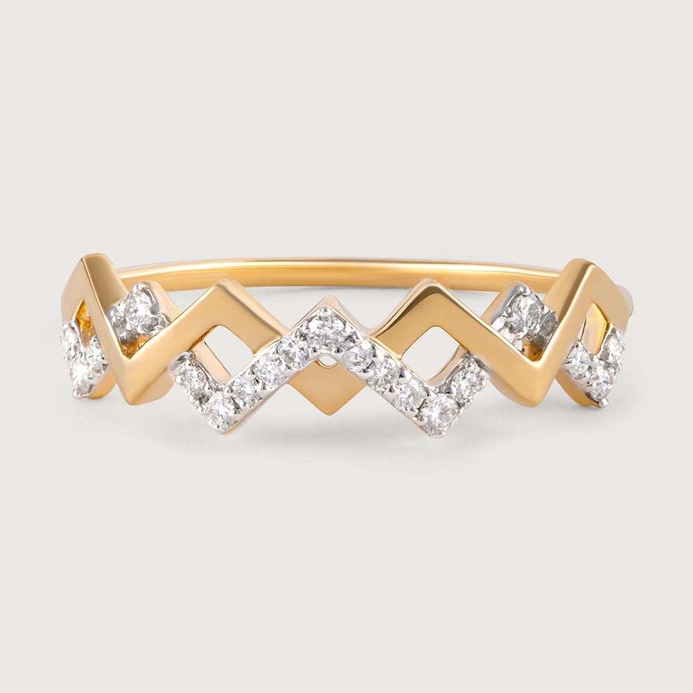 Zigzag Glimmer Gold & Diamond Ring,,hi-res image number null
