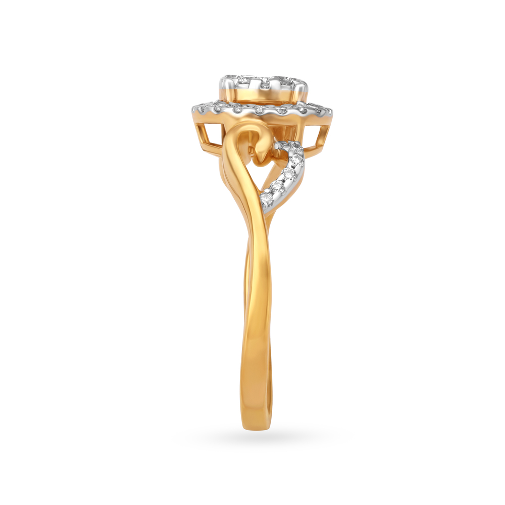 Sparkling 18 Karat Yellow Gold And Diamond Cluster Ring,,hi-res image number null