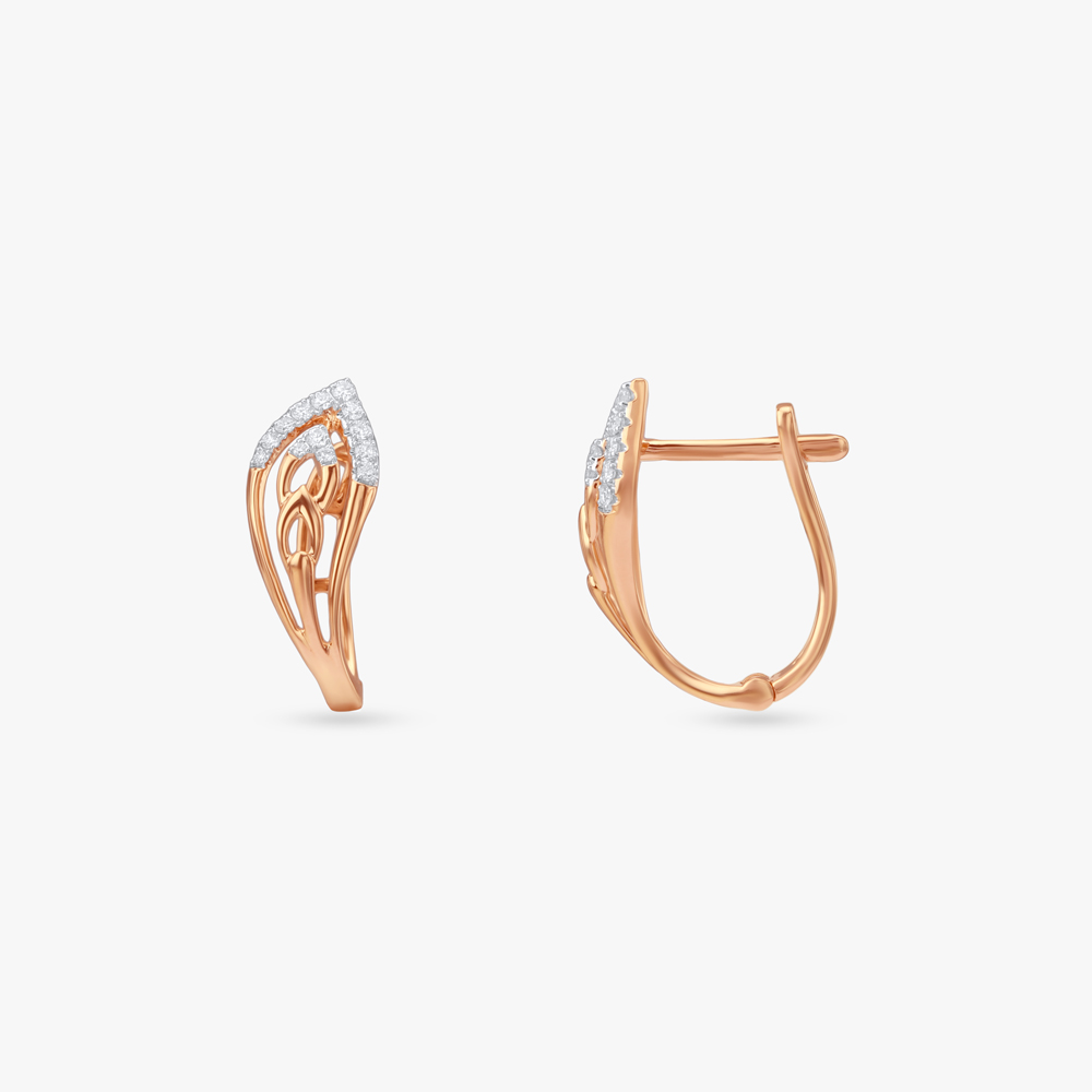 Leaf Veil Diamond Hoop Earrings,,hi-res image number null