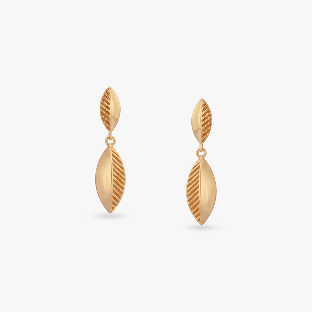 Leaf Silhouette Gold Pendant and Earrings Set,,hi-res image number null