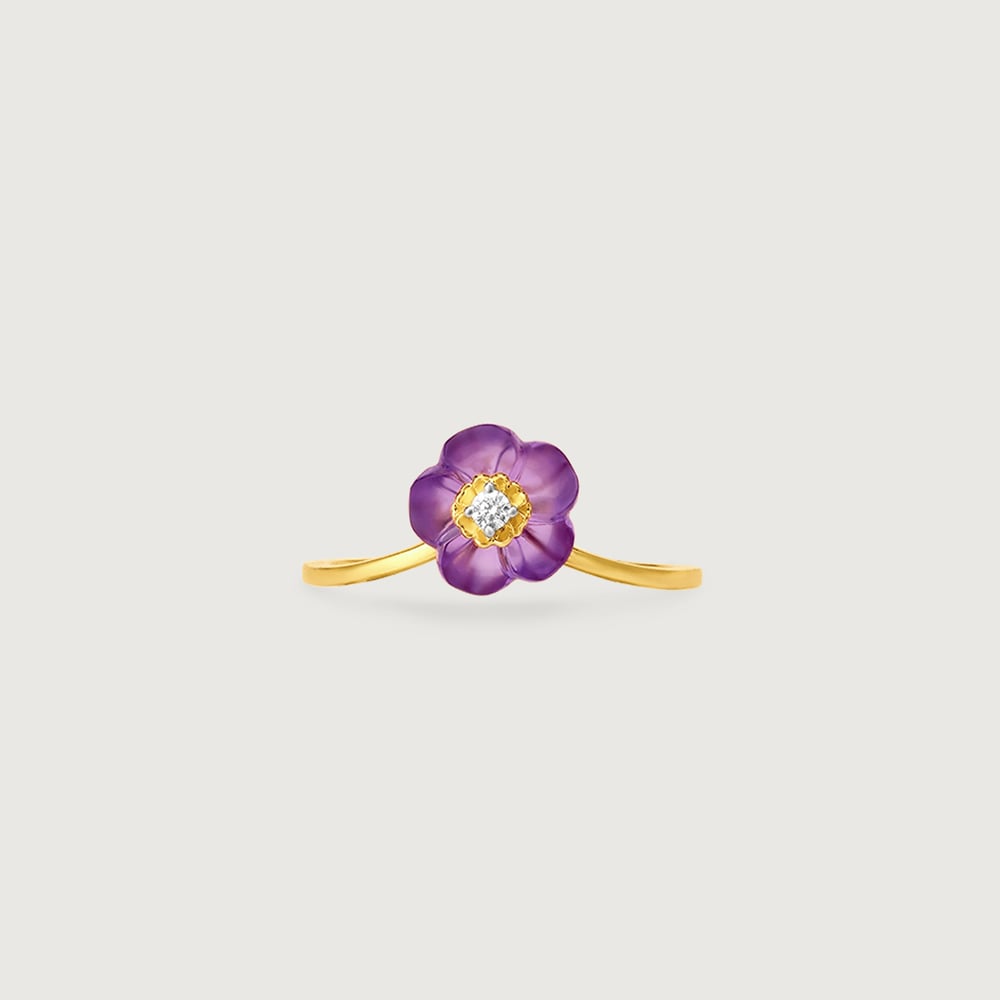 Floral Finesse Amethyst & Diamond Ring,,hi-res image number null
