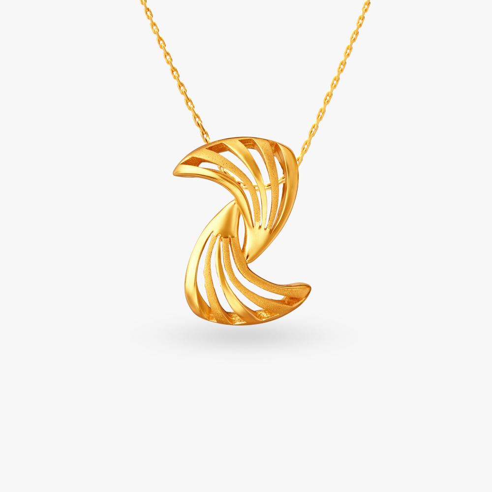 Twisted Gold Pendant and Earrings Set,,hi-res image number null