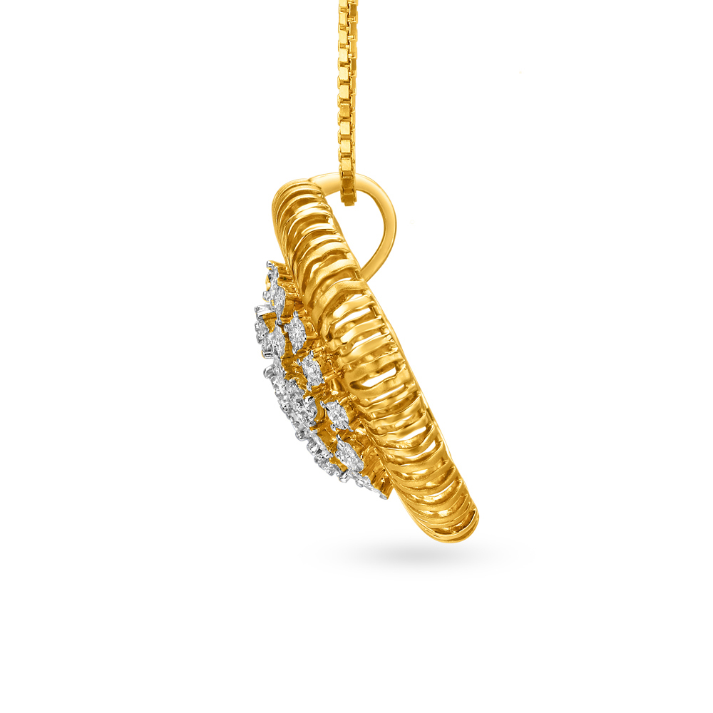 Minimalistic Gleaming Gold and Diamond Pendant and Earrings Set,,hi-res image number null