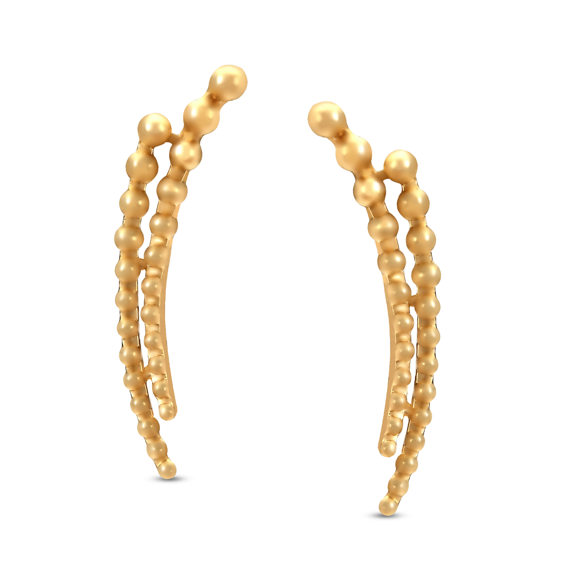 Mia All-Rounders by Tanishq 14KT Yellow Gold Ear Climbers with Bead Design,,hi-res image number null