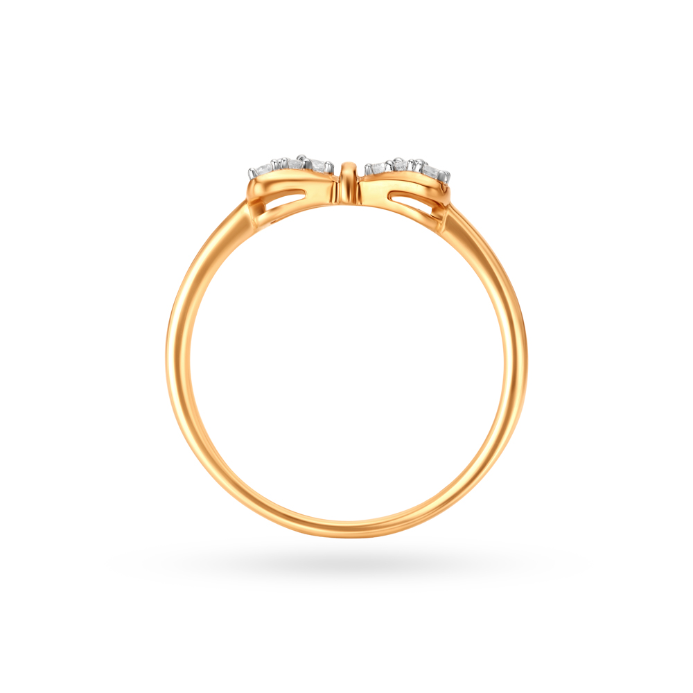 14KT Yellow Diamond Bow Bliss Finger Ring,,hi-res image number null