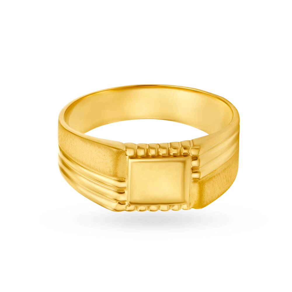 Handsome 22 Karat Yellow Gold Textured Square Ring,,hi-res image number null