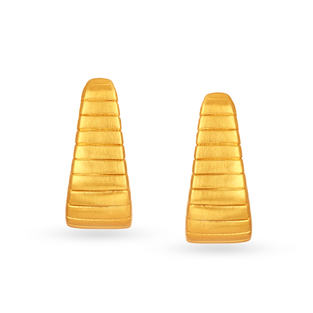 22KT Yellow Gold Bars Style Stud Earrings,,hi-res image number null