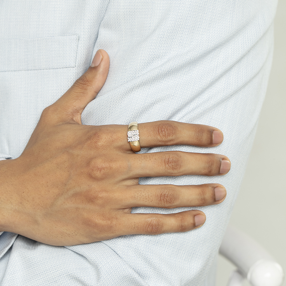 Forever Vibes Gold & Diamond Finger Ring for Men,,hi-res image number null