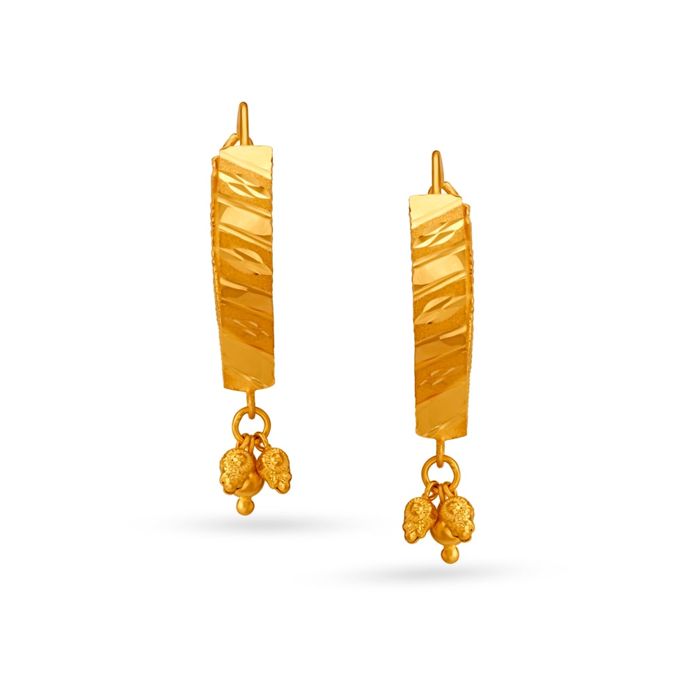 Riveting Gold Hoop Earrings With Beads,,hi-res image number null