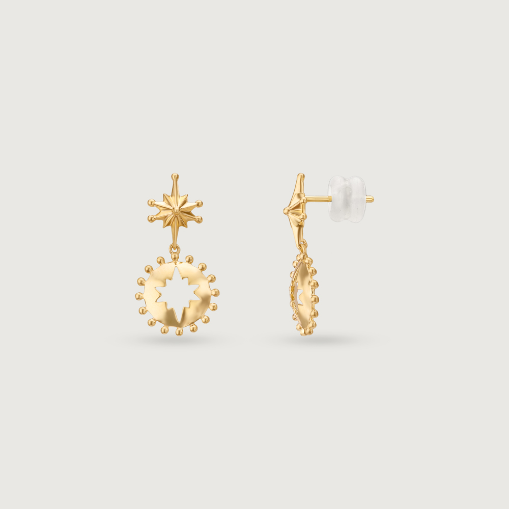 Radiant Sunburst Gold Drop Earrings,,hi-res image number null