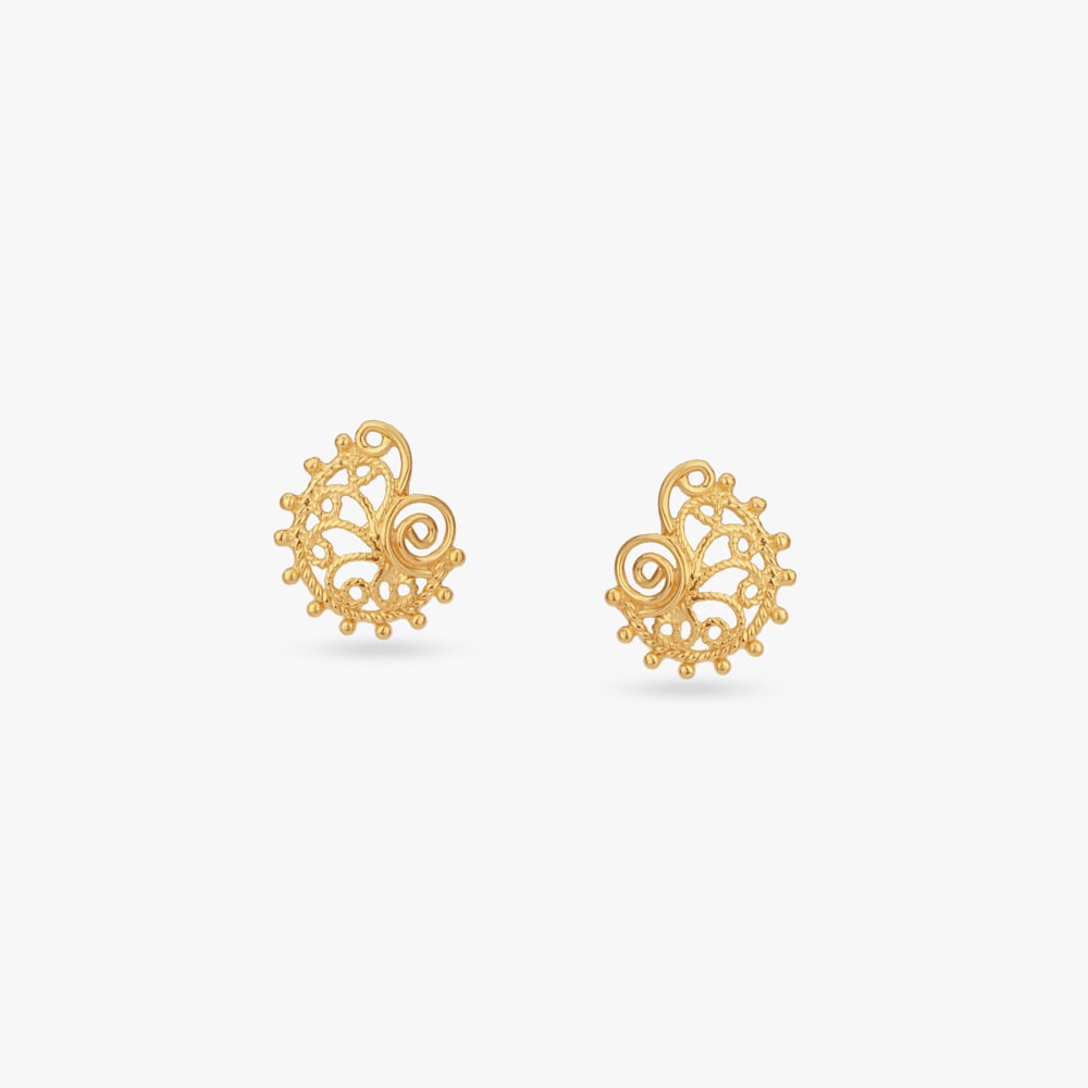 

Delicate Spiral Gold Stud Earrings for Kids
