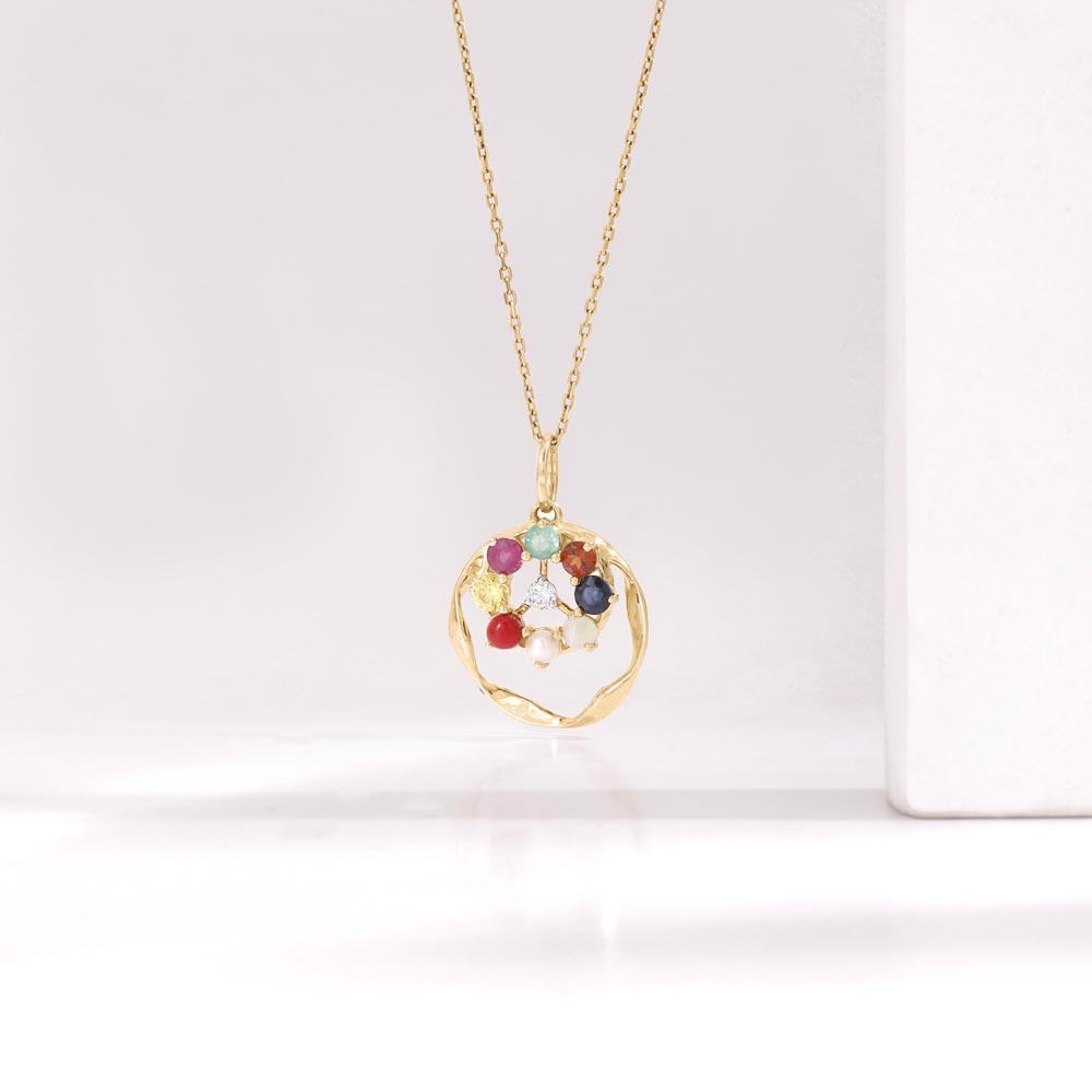 Navratna Shine Diamond Pendant,,hi-res image number null