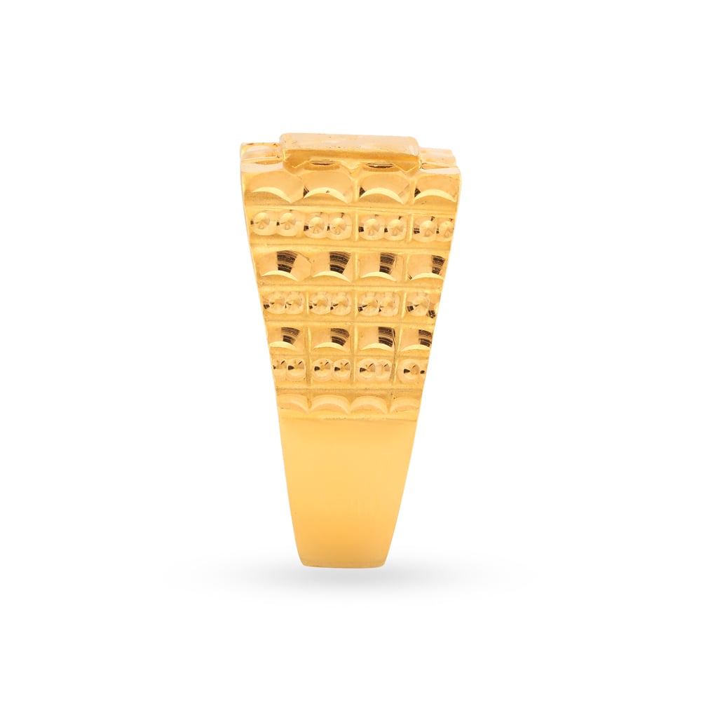 Dazzling 22 Karat Yellow Gold Grid Pattern Finger Ring,,hi-res image number null