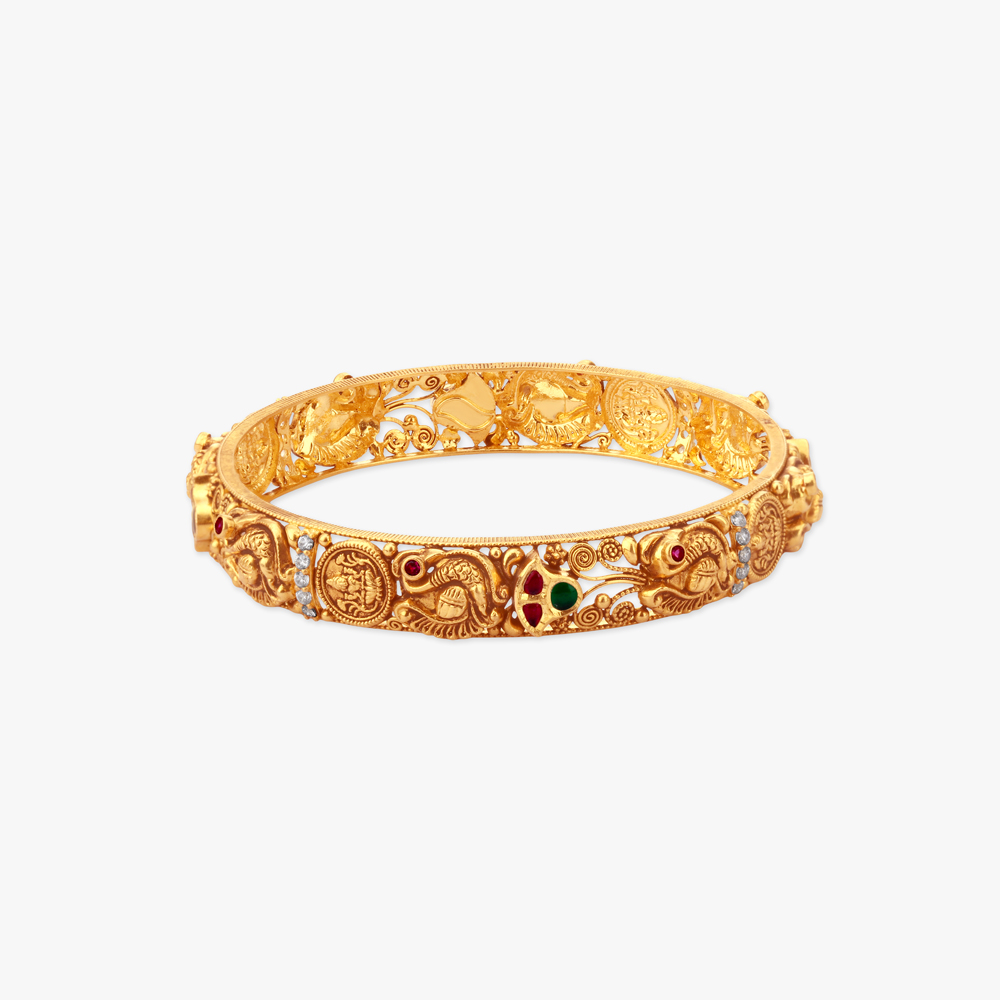 Peacock Medallion Gold Bangles,,hi-res image number null