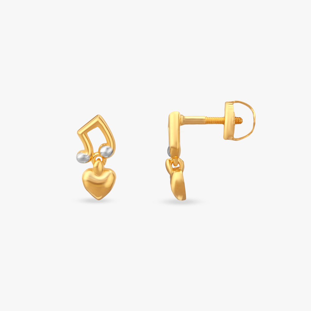 Happy Note Gold Drop Earrings for Kids,,hi-res image number null