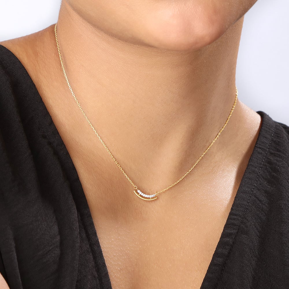 Curved Spark Diamond Necklace,,hi-res image number null