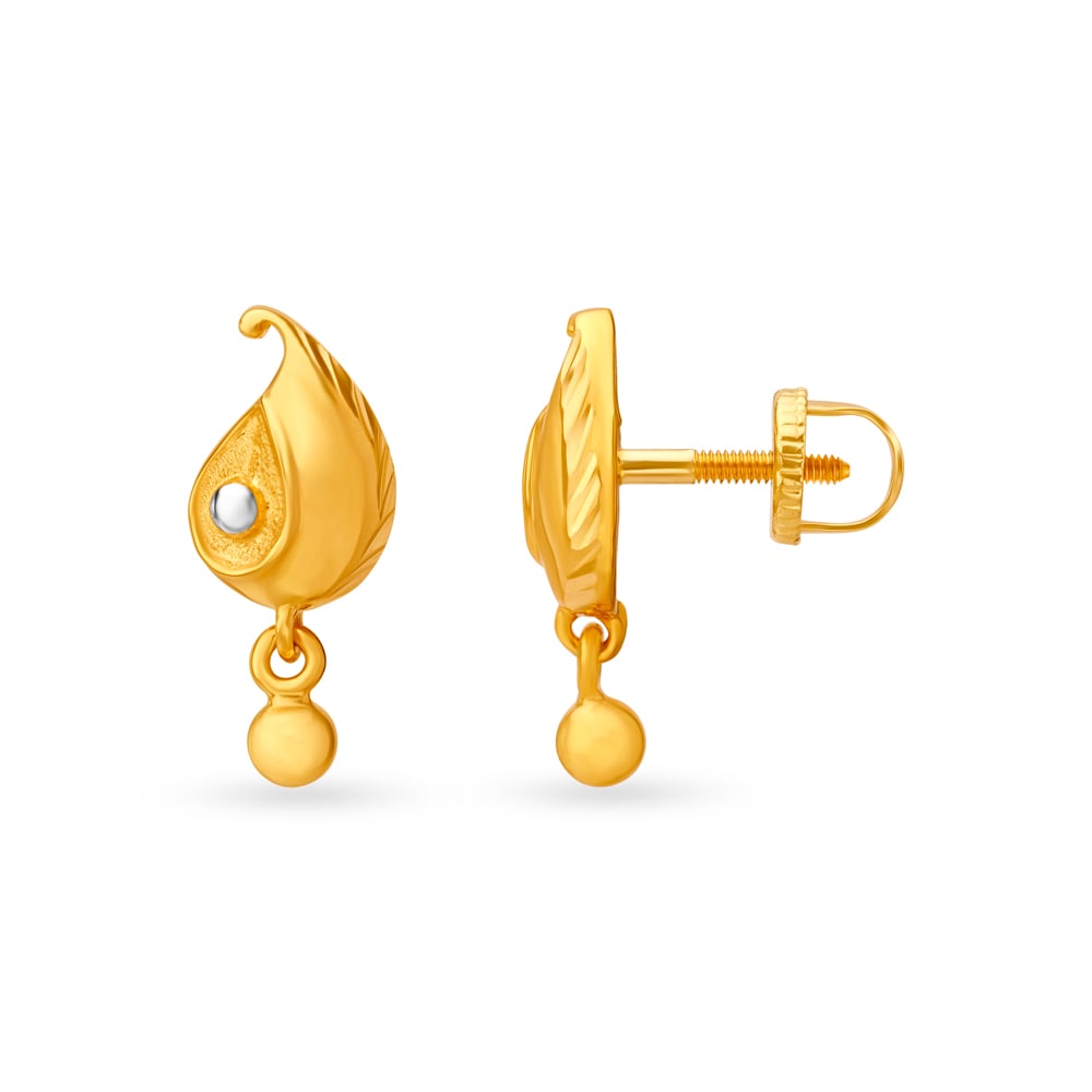 Dainty Peacock Inspired Gold Drop Earrings,,hi-res image number null