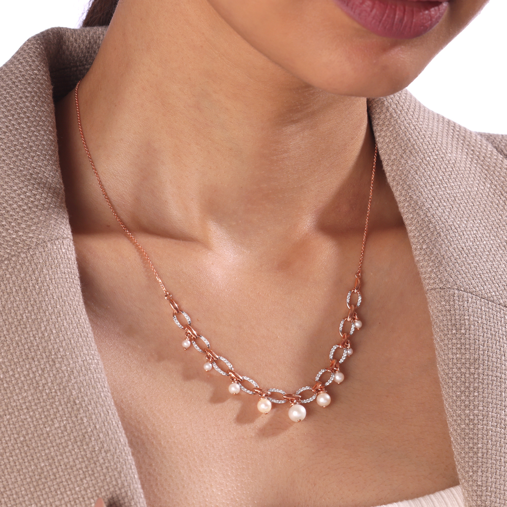 Glamorous Pearl & Diamond Necklace,,hi-res image number null