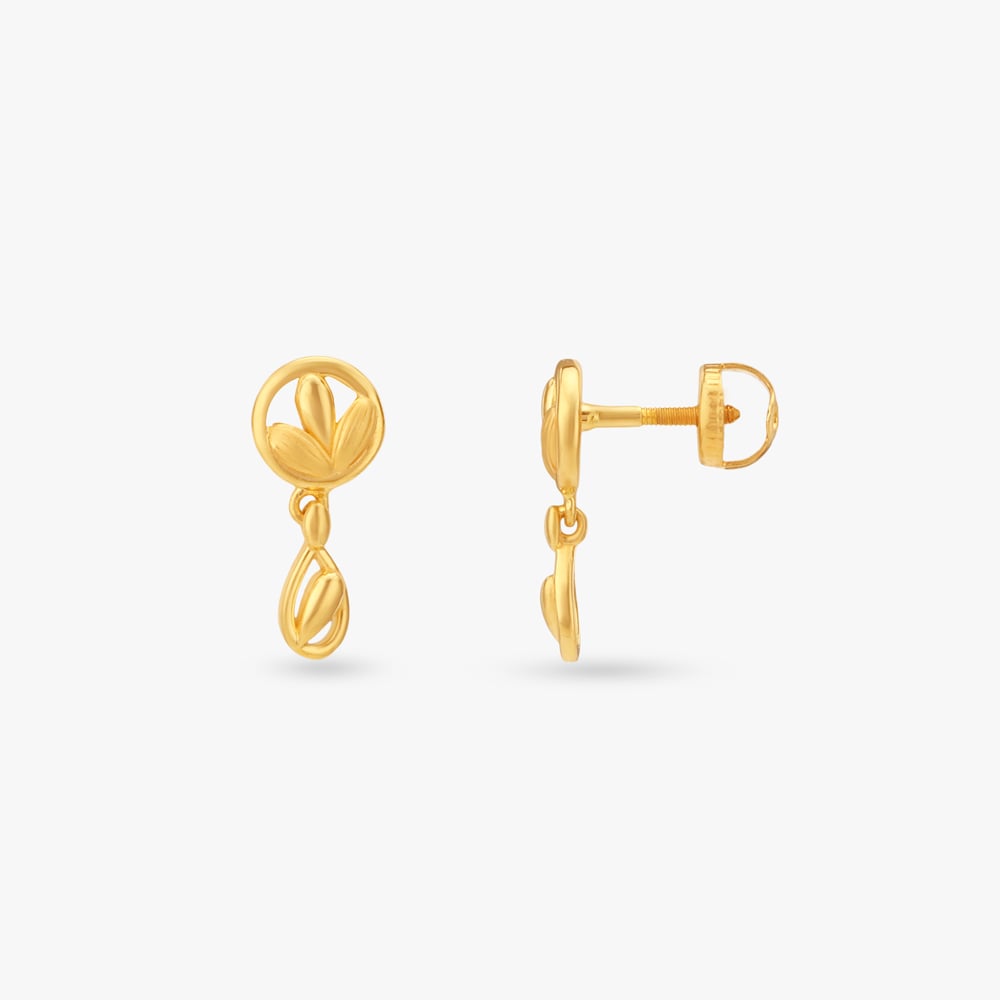Petal Orbit Gold Drop Earrings for Kids,,hi-res image number null