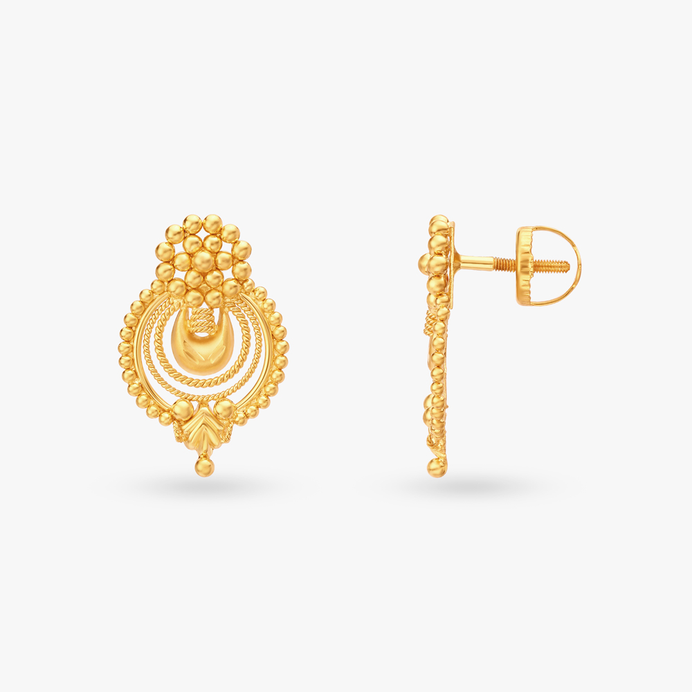 Artistic Gold Drop Stud Earrings,,hi-res image number null