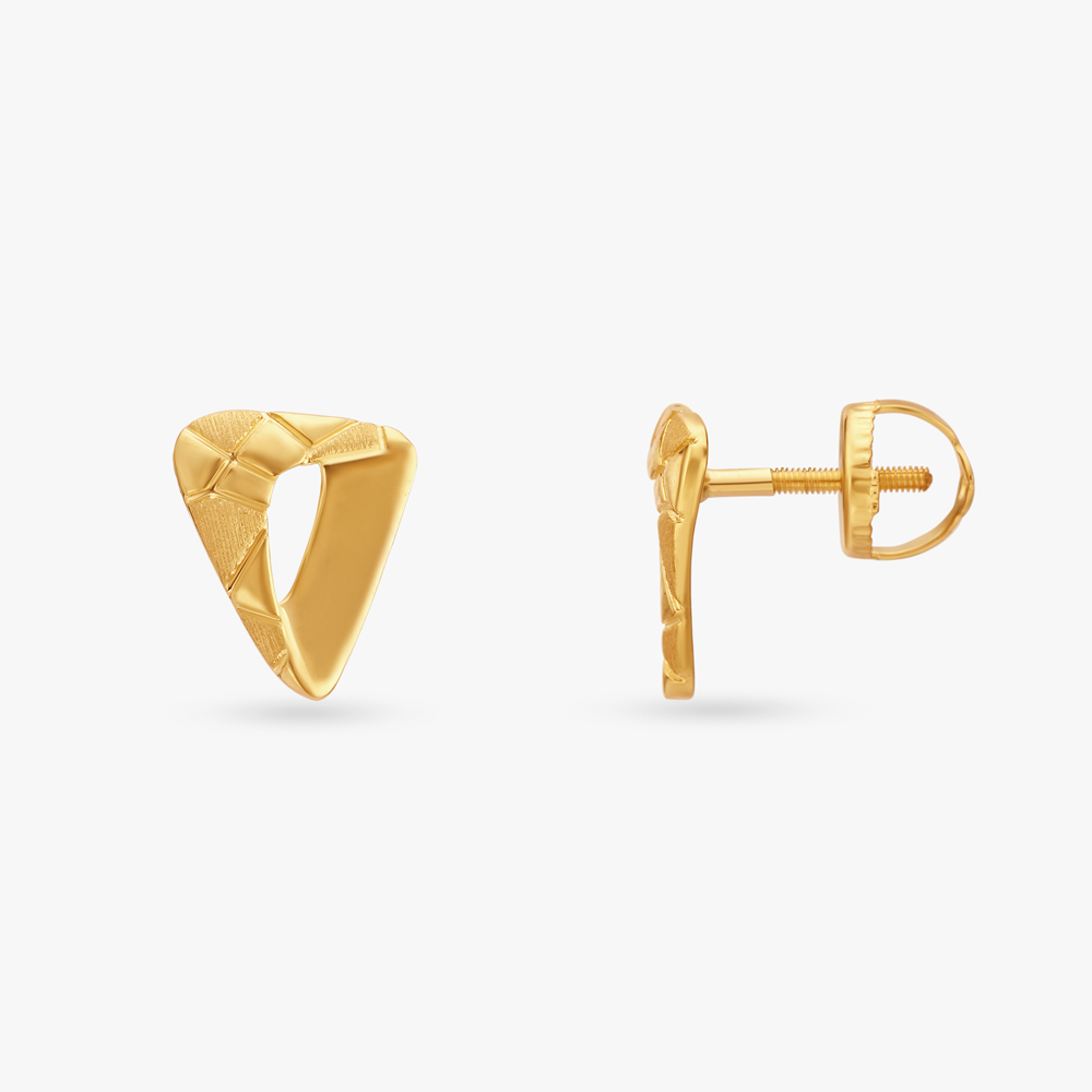 Triangular Gold Pendant and Earrings Set,,hi-res image number null