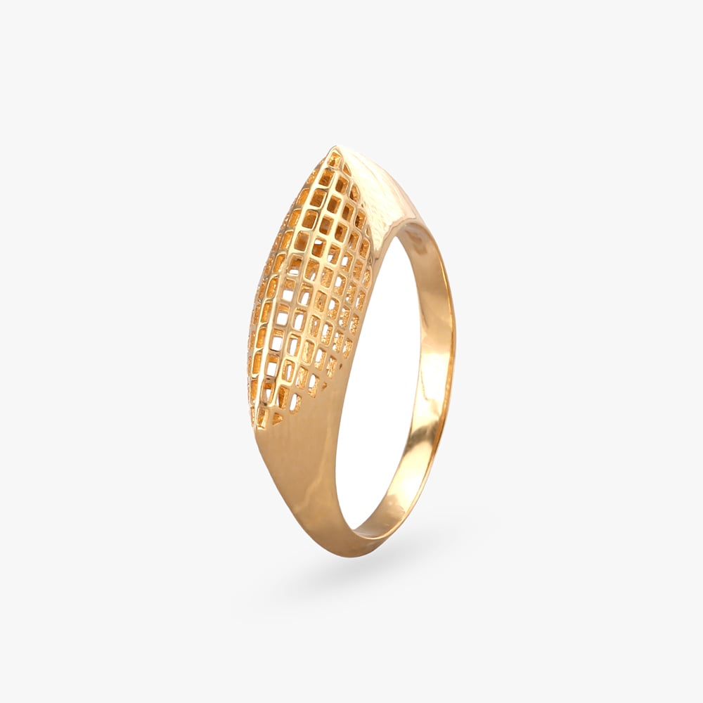 Sleek Grid Gold Finger Ring,,hi-res image number null