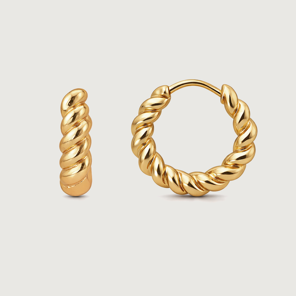 Twisted Rope Gold Hoop Earrings,,hi-res image number null