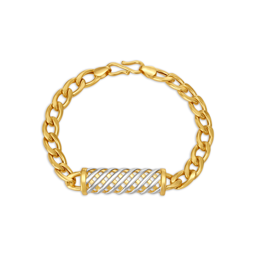 Oval Pattern Link Gold Bracelet For Men