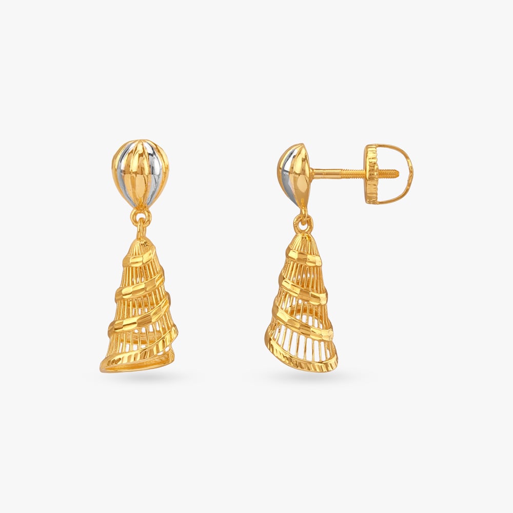 Luminous Spiral Gold Jhumka Earrings,,hi-res image number null