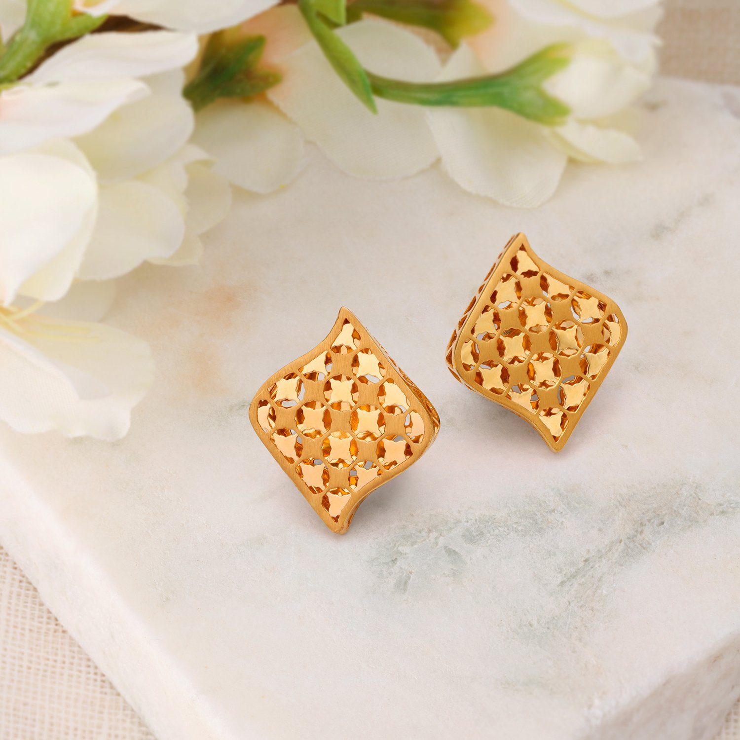 Glistening Gold Stud Earrings