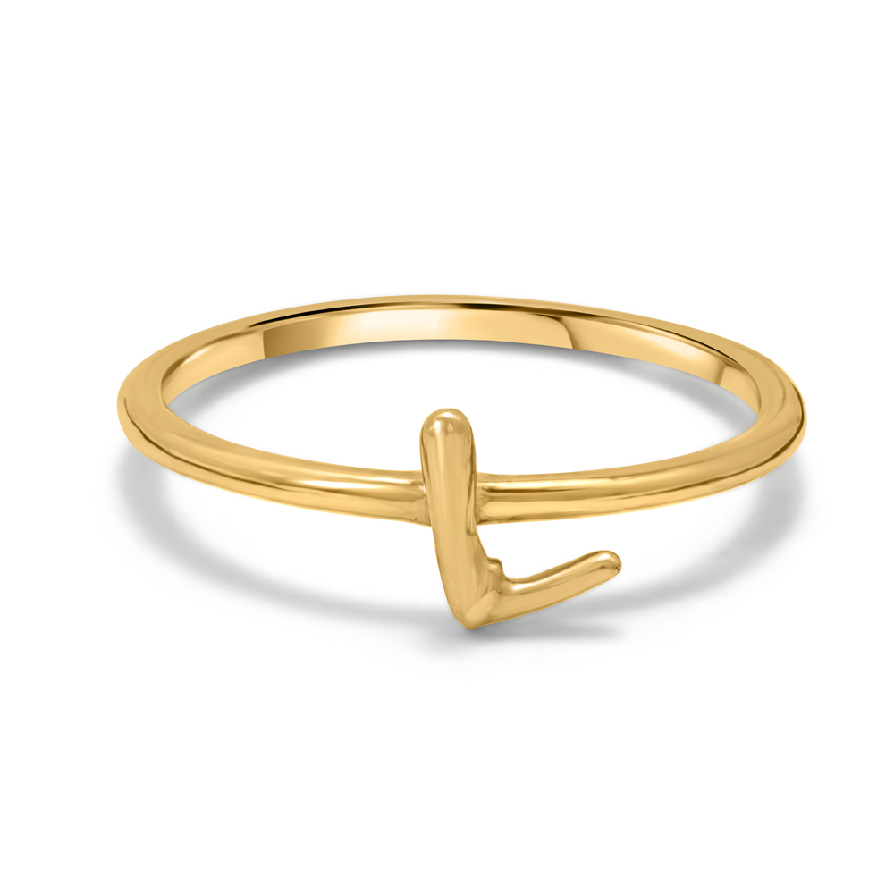 Letter L 14KT Yellow Gold Initial Ring,,hi-res image number null