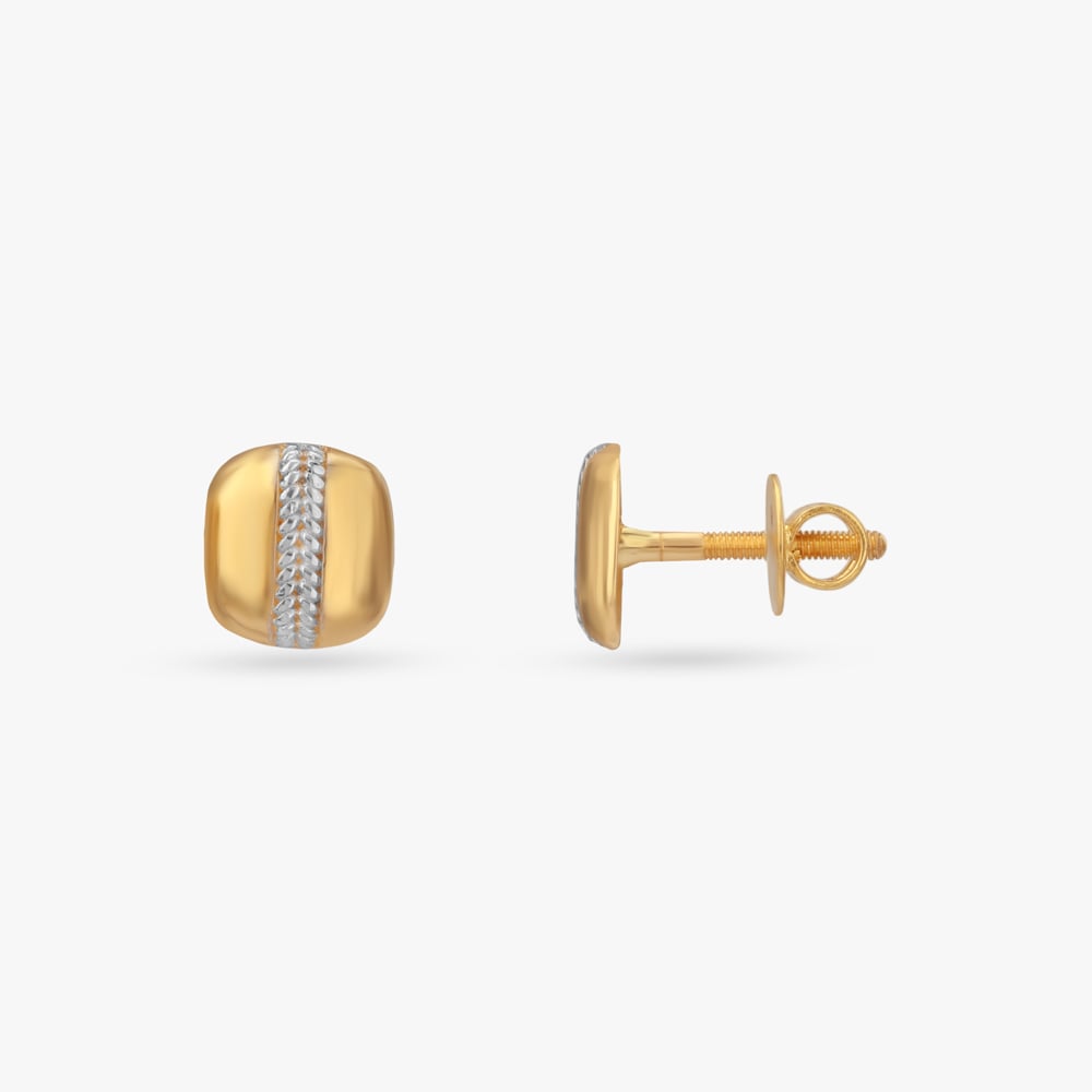 Woven Stripe Gold Stud Earrings,,hi-res image number null