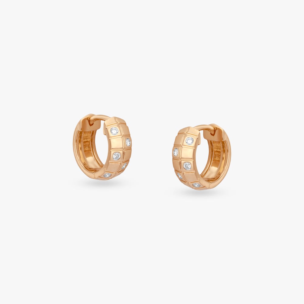 Modern Grid Diamond Hoop Earrings For Men,,hi-res image number null