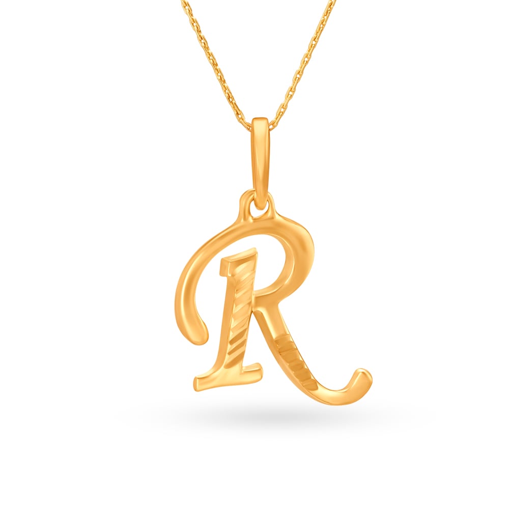 Radiant R Letter Gold Pendant