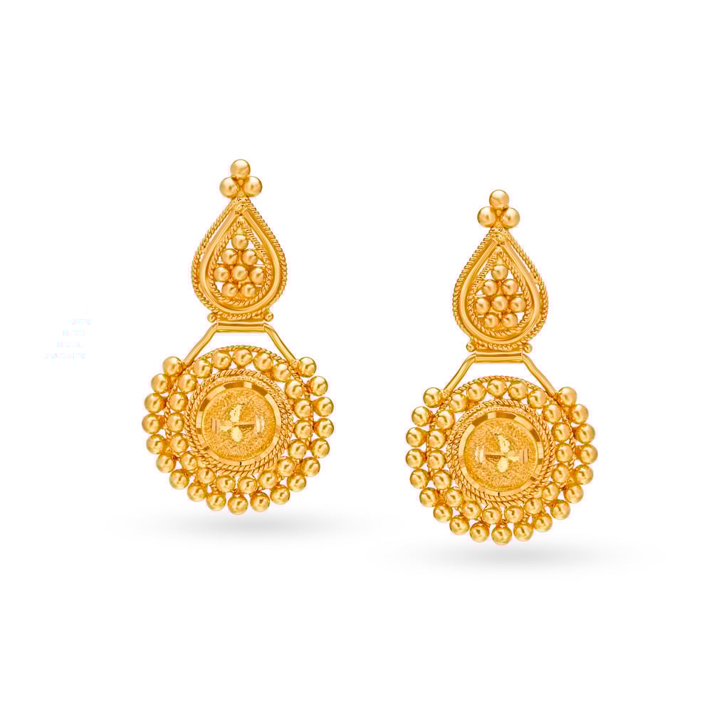 Intricate Yellow Gold Beaded Necklace and Earrings Set,,hi-res image number null