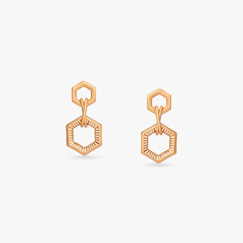 

Interlinked Hexa Gold Drop Earrings