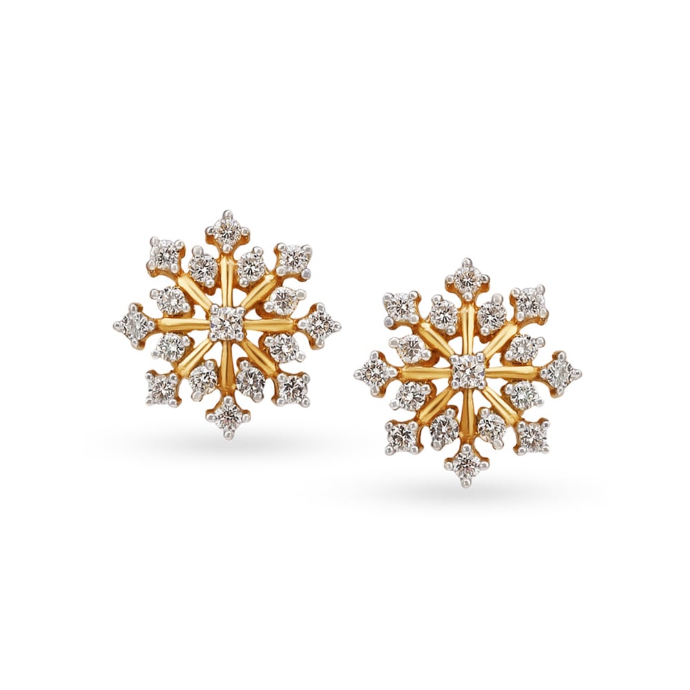 Snowflake Motif Diamond Stud Earrings,,hi-res image number null