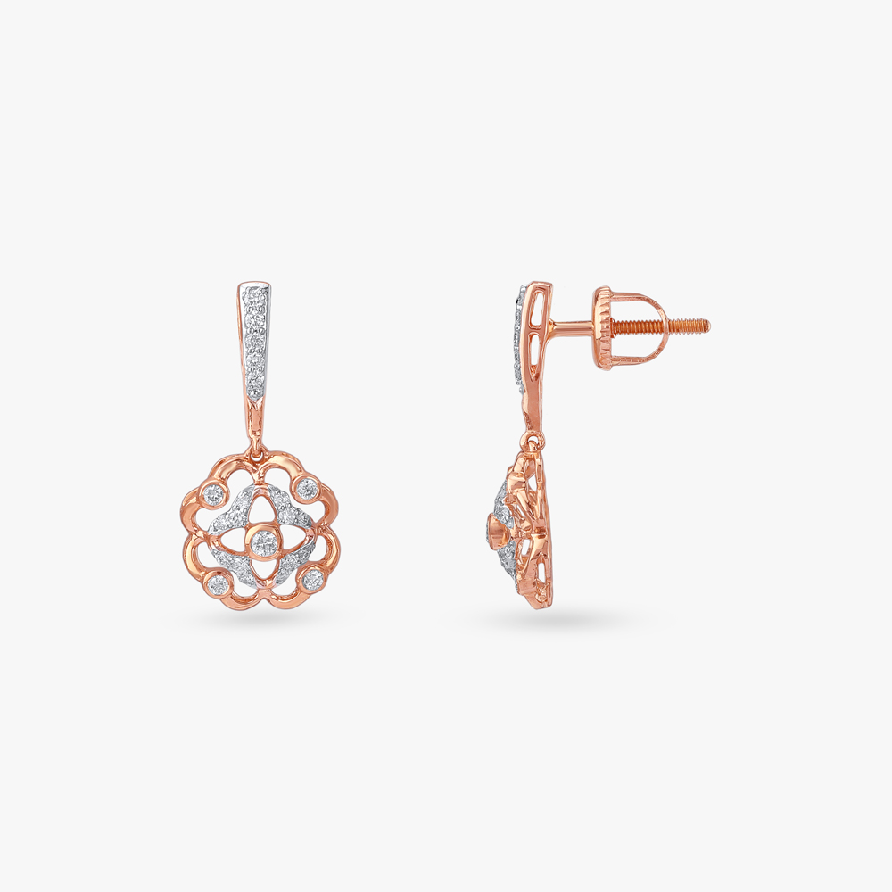 Rosette Sparkle Diamond Drop Earrings,,hi-res image number null