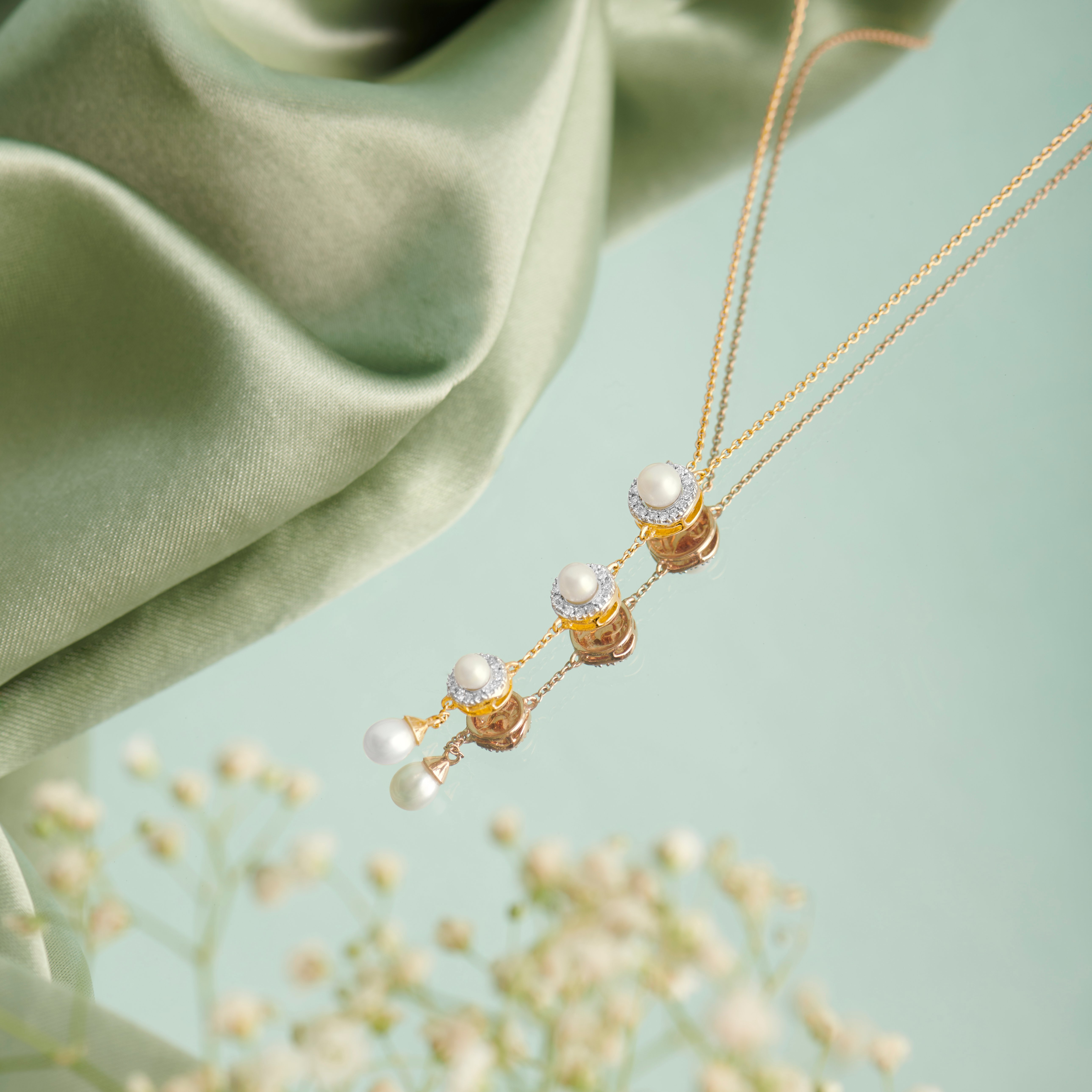 Cascading Pearl and Diamond Necklace,,hi-res image number null
